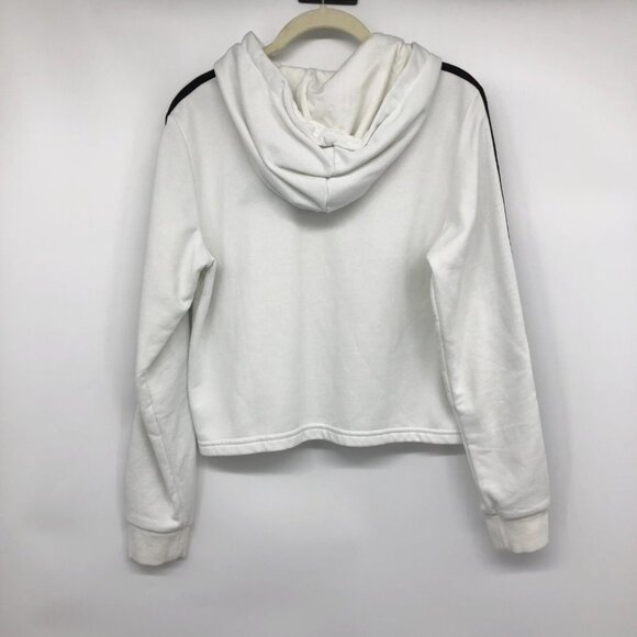 adidas White Essentials 3-stripes French Terry Crop Hoodie size S - Picture 4 of 16